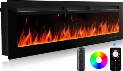 50″/127cm Electric Fireplace 900W 1800W Heat Output Ultra Slim Wall Mounted or - Image 1 of 4