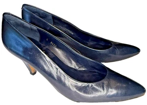 Allure weiche Leder-Heels Damen 8,5 S blau klassisch edel 1990er NIEDRIGER VERSAND! - Bild 1 von 9