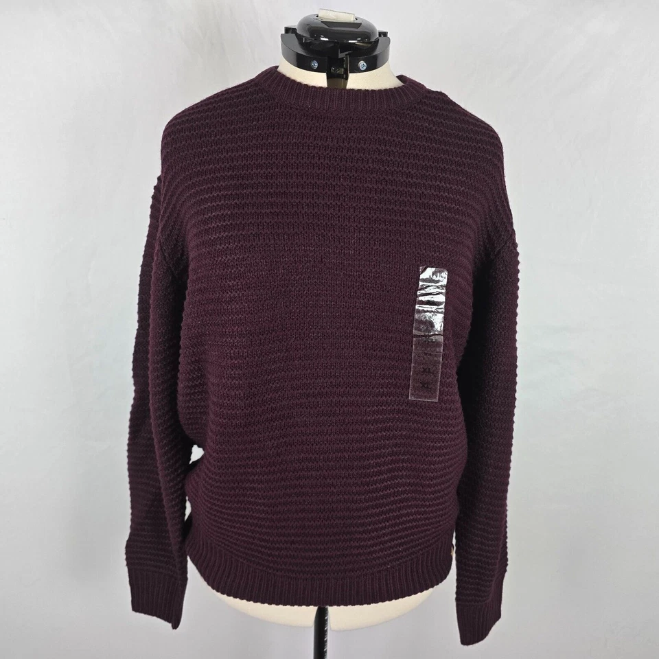 Suéter Impermeable Para Hombre XL Borgoña Profundo Tejido Cuello Redondo Manga Larga Nuevo con Etiquetas Foto 1 de 4