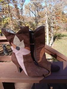 Vintage Predictions Y2K braune Damenstiefel Blumenmuster Western Cowgirl Größe 8,5 - Bild 1 von 7