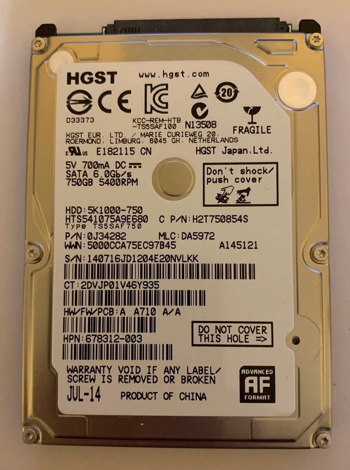 Laptop 2.5"  Hard drive HITACHI Travelstar 250Gb Sata II 100% working tested - Image 1 of 2