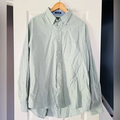 Chaps Wrinkle Free Oxford Shirt 17-17.5 36/37 Green Classic Fit - Image 1 of 2