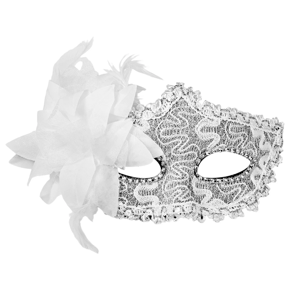 Women's Halloween Feather Floral Lace Mask for Carnival Party Masquerade Cosplay - Image 1 of 4