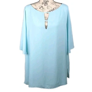 Top de mujer Lauren Ralph Lauren IX espuma de mar forrado de gasa mangas cortas aleteadas - Imagen 1 de 12