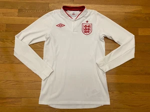 England Away Football Shirt Jersey Long Sleeve Umbro Sz 36 Mens White - Picture 1 of 4