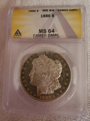 1886 $1 Morgan Silver Dollar ANACS MS-64 DMPL CAMEO - Image 1 of 4