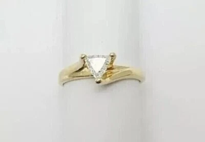 2Ct Trillion Cut Lab-Created Diamond Engagement Ring 14k Yellow Gold Plated - Image 1 of 2