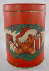 Teddy Bear Under Christmas Tree Tin Vintage 1988 House Of Lloyd Presents 6" (O) - Picture 1 of 8
