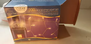 18' 300ct Icicle String Lights Indoor Outdoor Christmas Icicle Lights White Wire - Picture 1 of 6