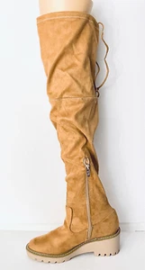 NWT Nicole Miller 9 Tan Camel Over the Knee Suede Bass 2.7”Block Heel Tall Boots - Picture 1 of 12