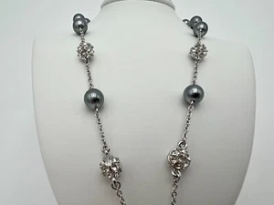 Nolan Miller Lametta Town simulierte Perle & Pave Perlen Halskette, 16" + 2" Verlängerung - Bild 1 von 7