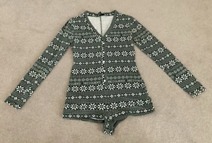 Missguided Fairisle Booty Short Unitard Romper UK8 Dark Green - Picture 1 of 10