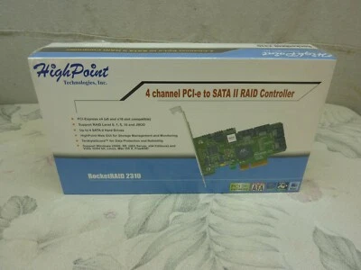 HighPoint RocketRAID Model 2310 4 channel PCI-e to SATA II Raid Controller Card - Image 1 of 4
