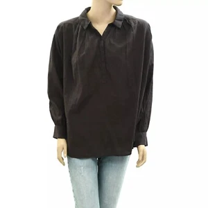 Nili Lotan Miles Tunic Shirt Top Cotton Oversized Collared Black S New 276762 - Picture 1 of 5
