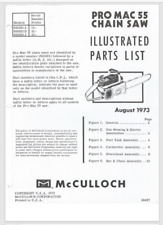 McCulloch Pro MAC 55 illustrierte Teileliste 1973 explodierte Ansichten 13 Seiten