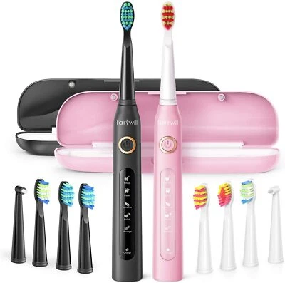 Fairywill FW-507 eléctrico cepillo de dientes sónico Conjunto Negro y Rosa USB