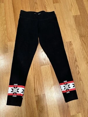 Legging Victoria Secret Rosa Yoga Talla Mediana Negro Navidad Copos de Nieve Vacaciones Foto 1 de 4