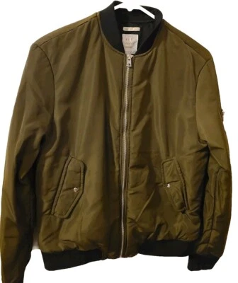 Zara TRF Bomber Jacket Olive Green Womens Small Full Zip Coat Army Military - Image 1 of 4