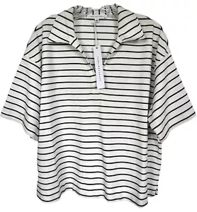 Jane & Delancey Damen Pullover Oberteil Kurzarm Gr. L weiß schwarz gestreift - Bild 1 von 8