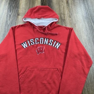 Vintage Wisconsin Badgers Hoodie Mens S Red Sweatshirt Team Logo Team Sweater - Picture 1 of 11