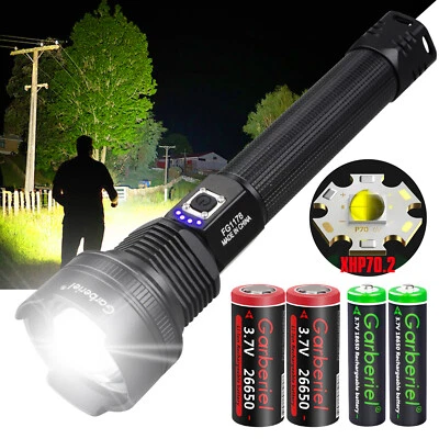 GARBERIEL Super Bright 990000LM Powerful LED Flashlight XHP70.2 Rechargeable Zoom Torch