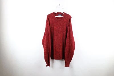 Vintage 90s Streetwear Mens Large Tall Blank Wool Knit Crewneck Sweater Red USA - Image 1 of 4