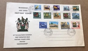 Rhodesia 1966 FDC (44) SG#359-372 Complete QEII Set of 14 +Cachet +Jumbo Cover  - Picture 1 of 2