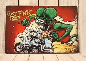 Rat Fink Tin Metal Sign Poster Vintage Look Hot Rod Racing Man Cave Garage  - Picture 1 of 5