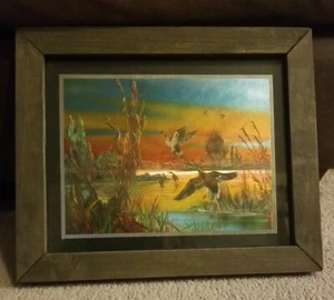 Beautiful Framed 9.5"x 11.5" Metal Etched Duck Picture. - Picture 1 of 6