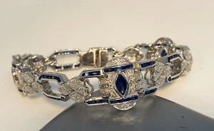 Armband 14k Weissgold 585 Saphire ca. 15 Ct und Brillanten ca. 1.60 Ct - Bild 1 von 9