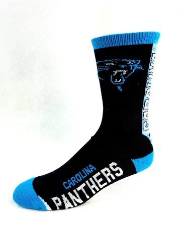 Carolina Panthers Football Black with Blue RMC Vortex Deuce Crew Socks Cover