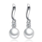 Women 925 Sterling Silver Stud Earrings Crystal Pearl Drop Earrings Jewelry