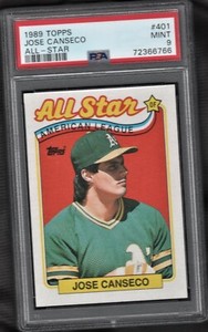 1989- Topps JOSE CANSECO ALL-STAR #401 PSA 9 MINT 💥