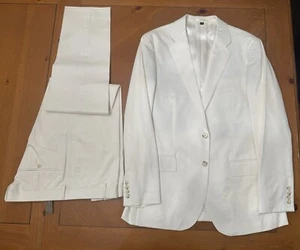 Italian Chino Suit - 41R Jacket, 35X32 Pants  JCrew Slim Fit Off White - Picture 1 of 12