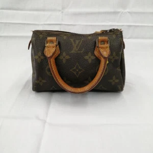 LOUIS VUITTON Mini Speedy handbag Leather Brown PCV Vintage #4 - Picture 1 of 10