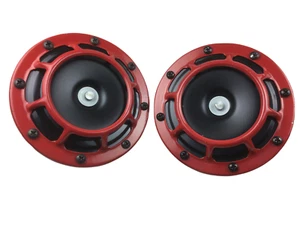 ROT Duell Grill Hupe laut Auto Motorrad Twin Tone 12V 118dB/135dB UNIVERSAL  - Bild 1 von 2