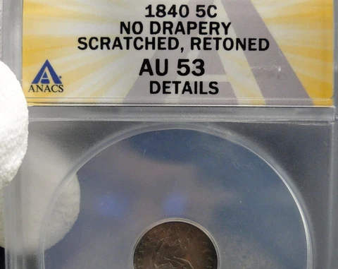 1840 Seated Liberty Half Dime ANACS AU 53 Detail Cover