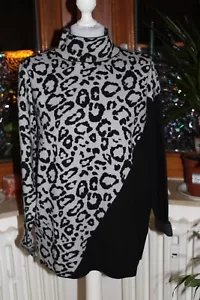 Strickpullover, kragen, Leo Muster, grau, schwarz, pulli, Pullover, Gr. L, XL, - Bild 1 von 11
