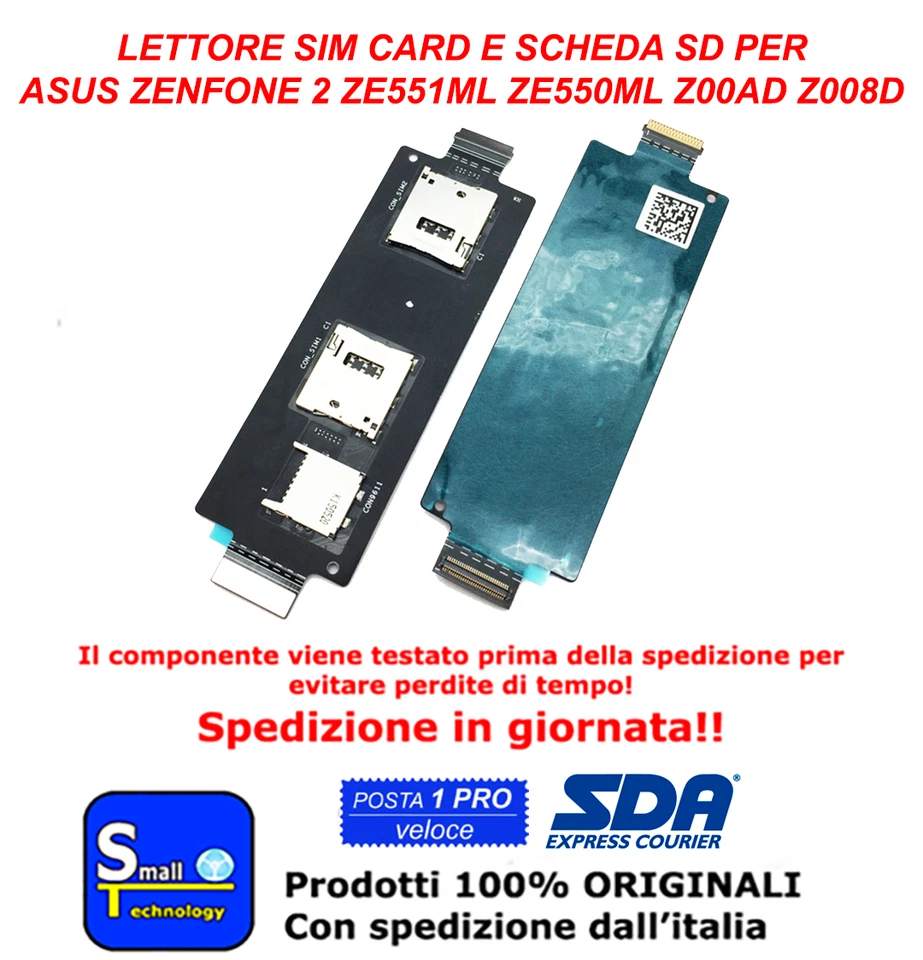 LETTORE SIM CARD READER + MICRO SD ASUS ZENFONE 2 ZE551ML ZE550ML Z00AD Z008D - Immagine 1 di 1