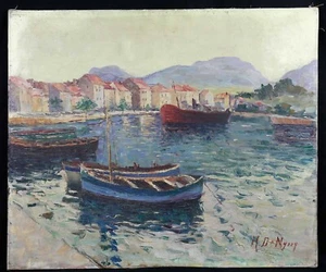 Ancienne huile sur toile signée / Marine . école francaise impressionniste - Foto 1 di 7