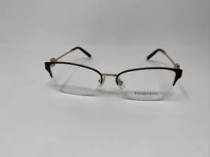 TIFFANY & CO ITALY TF1141 6122 54/16/140 BLACK ROSE GOLD HALF RIM EYEGLASS !H54 - Picture 1 of 8