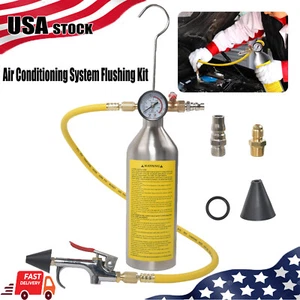 AC Flush Kit Automotive Air Conditioner System Clean Canister Flushing Gun Tool - Picture 1 of 16