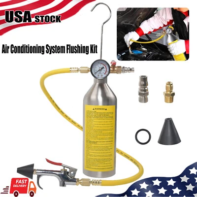 AOMINOHOMA AC Flush Kit Automotive Air Conditioner System Clean Canister Flushing Gun Tool
