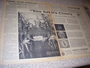 VINTAGE SEED CORN ADVERTISING -10" x 14" -CROWS HYBRID SEED CORN -SINGLE CROSS - Picture 1 of 1