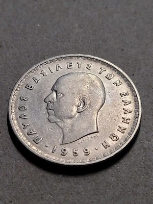 1959 Greece 10 DRACHMAI COIN ( AU) - Image 1 of 2