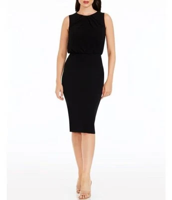 LAFAYETTE 148 New York Black Blouson Back Button Bodycon Cocktail LBD Dress 14 - Image 1 of 4