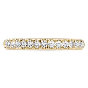 0.42 CT Round VS1 F Diamond Pave Accent Wedding Band 14K Yellow Gold - Picture 1 of 3