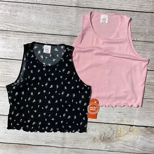 Wonder Nation Girls Crop Tank Tops Size XL (14-16) NWT! Pack Of 2. Pink & Floral - Picture 1 of 6