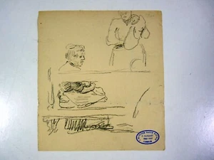 Dessin original début XX° de François GUIGUET, 1914 tampon D - 16 x 14 cm - Picture 1 of 6
