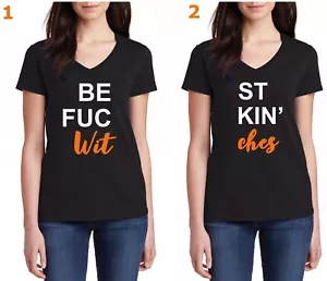 Best Fuckin Witches Shirts V Neck Set Of 2 Matching Halloween Party BFF Gift - Picture 1 of 3